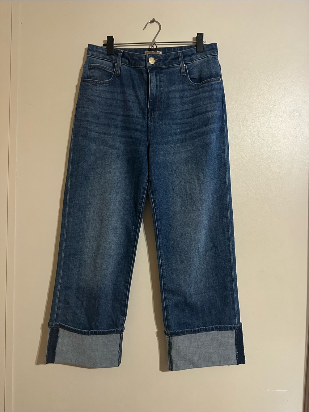 Kut from the Kloth Dark Blue Wide-Leg Cuffed Jeans
